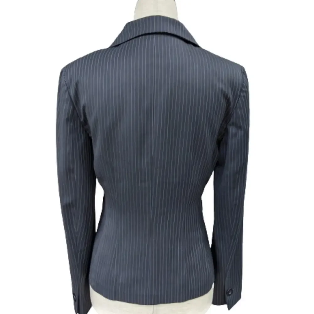 Loft Wool Blend Black Pinstripe Blazer Jacket 2P